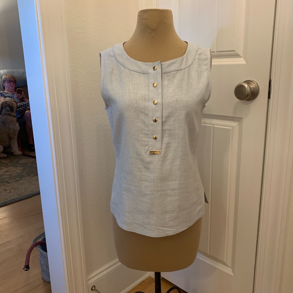 St. John Sport sleeveless linen top